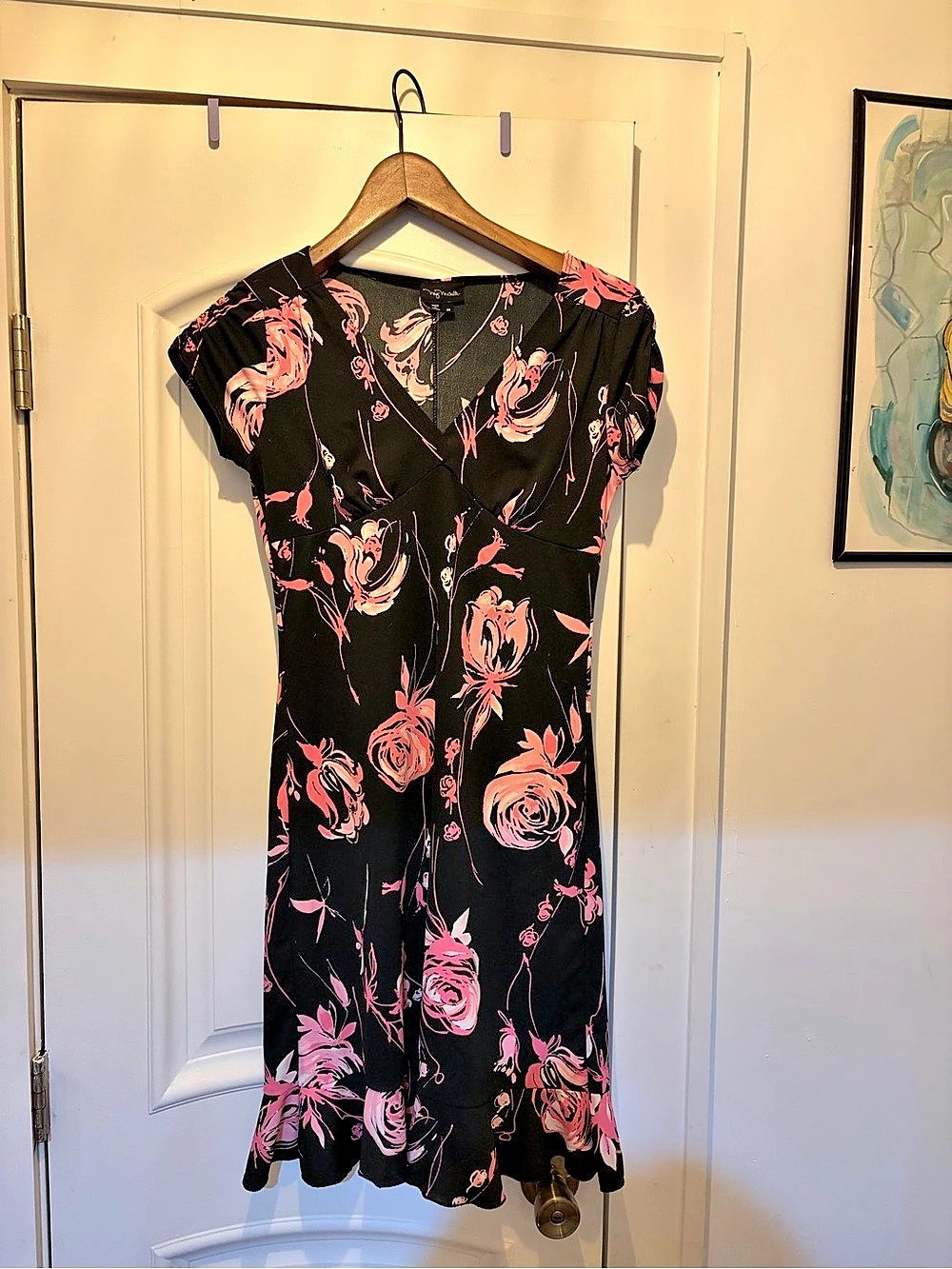 Vintage My Michelle y2k Floral Midi Dress in Black & Pink Size M, fits like S